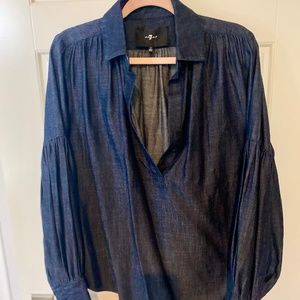 7 for all mankind (7N546559) RINSE BUBBLE SLEEVE DENIM SHIRT